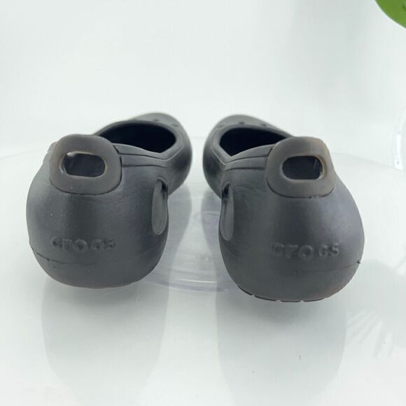 CROCS Women's Kadee Flats Size 7 Slingback Shoe Black Rubber Slip On Vented - Picture 4 of 8
